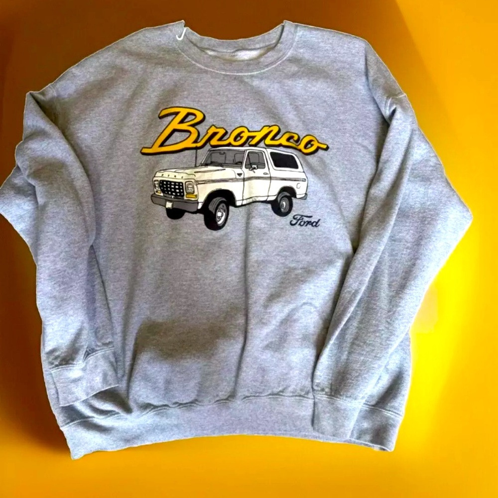 Ford Bronco Crew Neck Pullover Sweatshirt Double Sided Graphic Size XL Horse